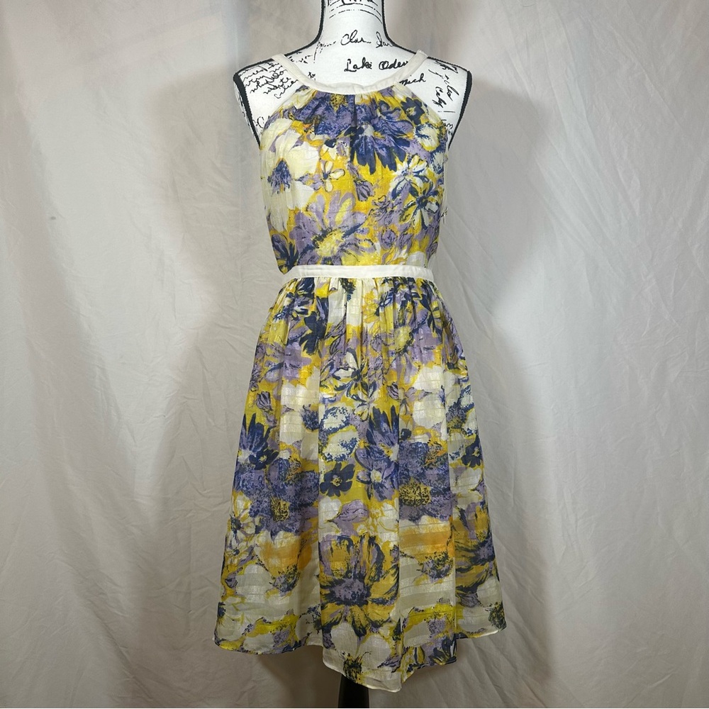 HYPR Halter-Neck Mini Dress Women’s Large Floral Feminine Whimsy Coquette